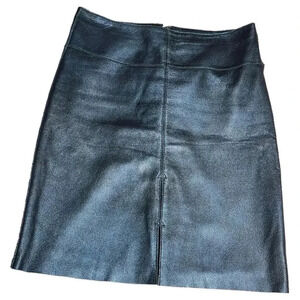Bebe Blue Iridescent Genuine Leather Pencil Skirt Sz 2 Vintage Soft Womens‎